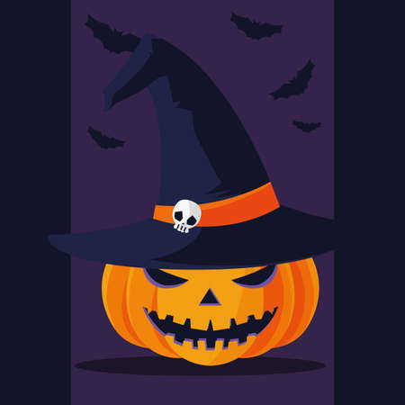 Pumpkin cartoon design, Halloween holiday horror scary celebration autumn dark and party theme Vector illustrationのイラスト素材
