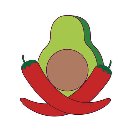 chillis and avocado design, Vegetable organic food healthy fresh natural and market theme Vector illustrationのイラスト素材