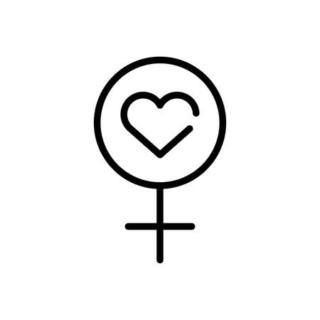 female gender symbol with heart icon over white background, line style icon, vector illustrationのイラスト素材