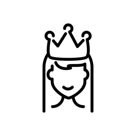 princess with crown over white background, line style icon, vector illustrationのイラスト素材