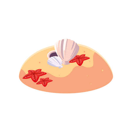 summer sand beach with shells scene vector illustration designのイラスト素材