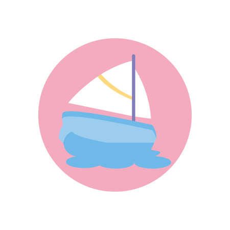 sailboat toy design of Childhood play fun kid game gift object little and present theme Vector illustrationのイラスト素材