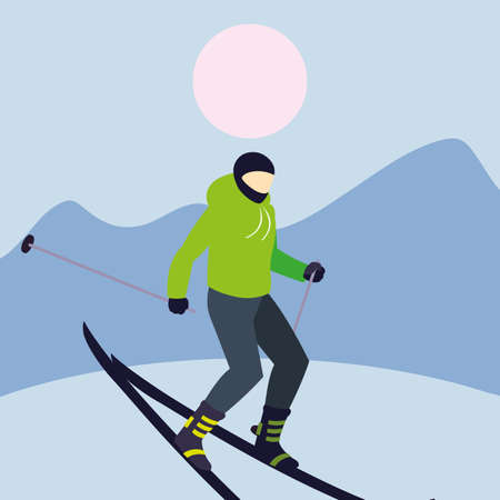man skiing extreme sport and lifestyle vector illustrationのイラスト素材