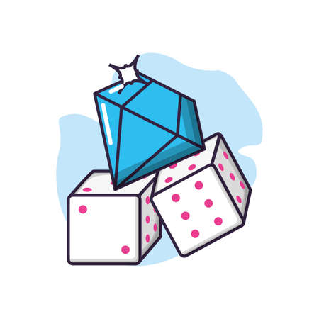 dices cubes casino game with diamond vector illustration designのイラスト素材