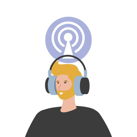 young man with earphones technology vector illustration designのイラスト素材