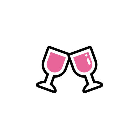 wine glasses, line style and color vector illustration designのイラスト素材