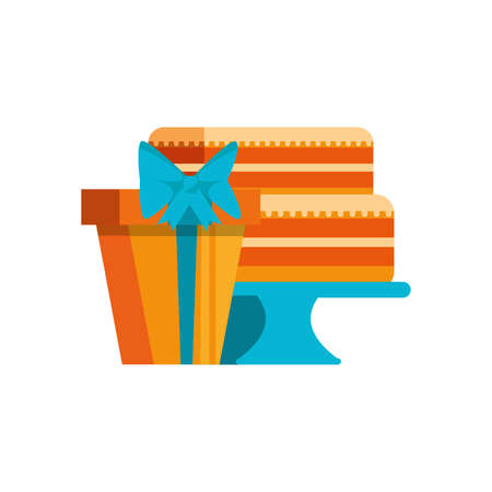sweet cake of birthday with gift box vector illustration designのイラスト素材