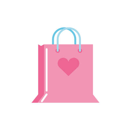 Shopping bag and heart design of love passion romantic valentines day wedding decoration and marriage theme Vector illustrationのイラスト素材