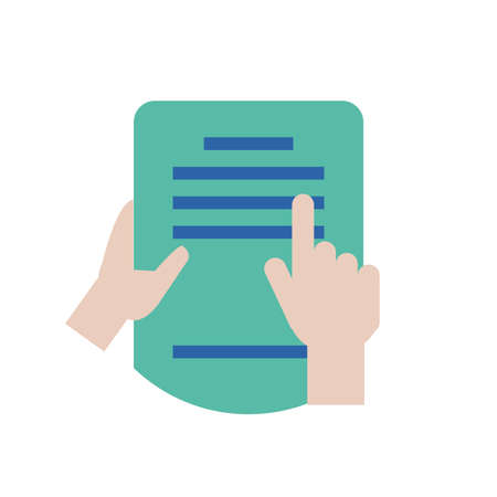 Hands holding document design, Data archive storage organize business office and information theme Vector illustrationのイラスト素材