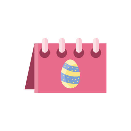 calendar with easter egg icon over white background, colorful and flat style design, vector illustrationのイラスト素材