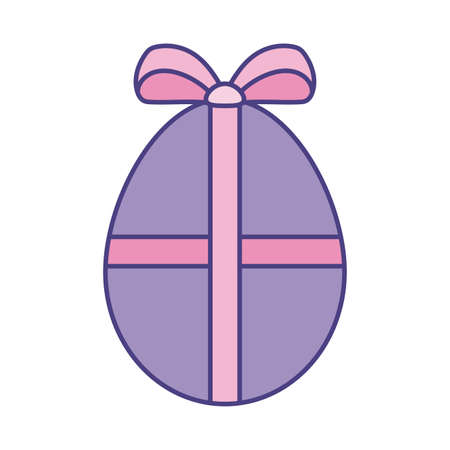 Happy easter egg with bowtie flat style icon design, Spring decoration holiday greeting ornament celebration festive season tradition and festival theme Vector illustrationのイラスト素材
