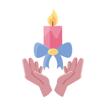 hands holding an candle on white background vector illustration designのイラスト素材