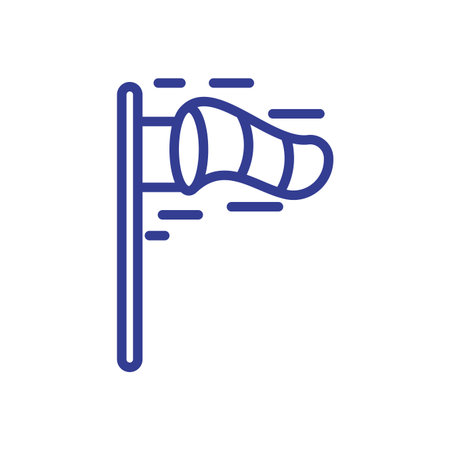 windsock pole icon over white background, line style, vector illustration