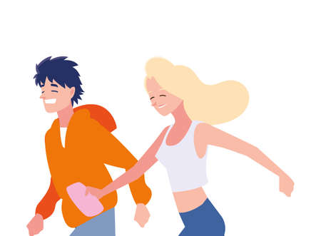 Couple of woman and man design, Relationship love romance holiday and together theme Vector illustrationのイラスト素材