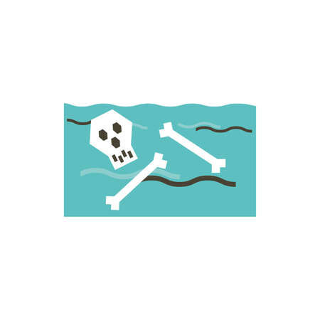Skull and bones inside sea design, Pollution factory environment dirty danger industry plant chemical and toxic theme Vector illustrationのイラスト素材