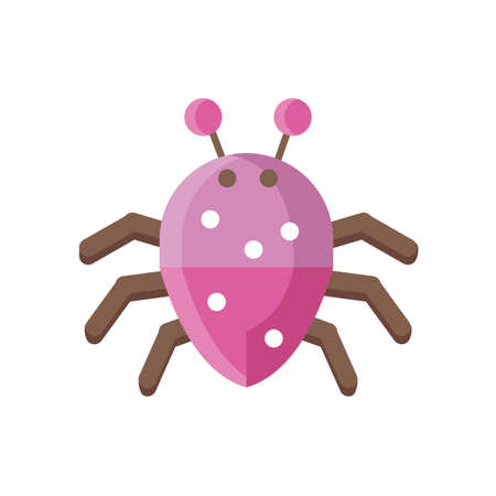 cartoon spider icon over white background, flat detail style, vector illustrationのイラスト素材
