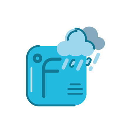 thermostat with rainy clouds over white background, flat style, vector illustrationのイラスト素材