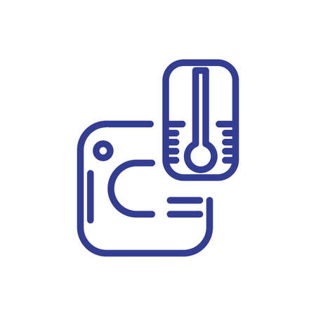 Thermostat temperature control with thermemoter icon over white background, line style icon, vector illustrationのイラスト素材