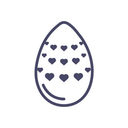 easter egg with hearts design over white background, line style, vector illustrationのイラスト素材
