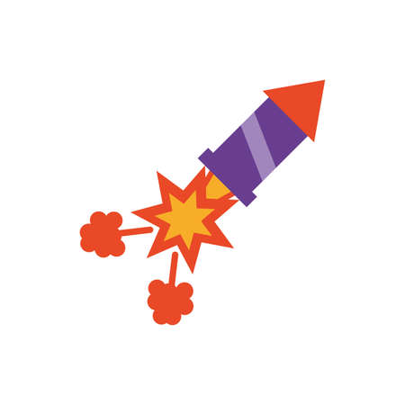 rocket firework over white background, flat style icon, vector illustrationのイラスト素材