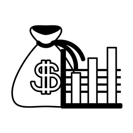bag with money and statistical graphs, increase of the business vector illustration designのイラスト素材