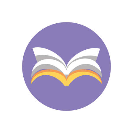 opened book icon over white background, colorful block style, vector illustrationのイラスト素材