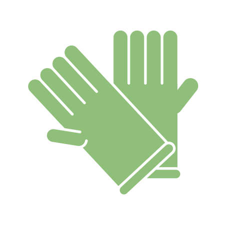 gardening gloves icon over white background, silhouette style, vector illustrationのイラスト素材