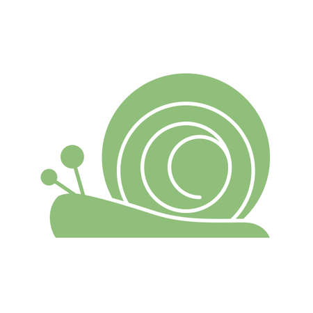 cartoon snail icon over white background, silhouette style, vector illustrationのイラスト素材
