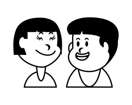children smiling on white background vector illustration designのイラスト素材