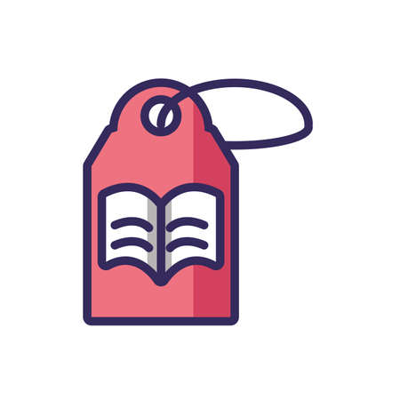 tag with book icon over white background, line and fill style icon, vector illustrationのイラスト素材