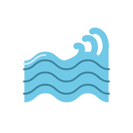 sea waves over white background, flat style icon, vector illustrationのイラスト素材