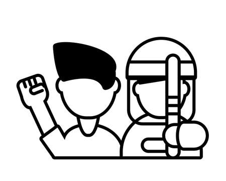 police riot officer in uniform with shield and baton vector illustration designのイラスト素材