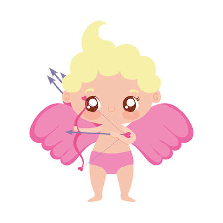 Baby cupid cartoon design of love passion romantic valentines day wedding decoration and marriage theme Vector illustrationのイラスト素材
