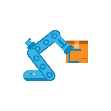 robot arm holding box design, Delivery logistics transportation shipping service warehouse industry and global theme Vector illustrationのイラスト素材