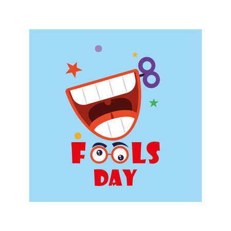 card with label april fools day, humorous party vector illustration designのイラスト素材