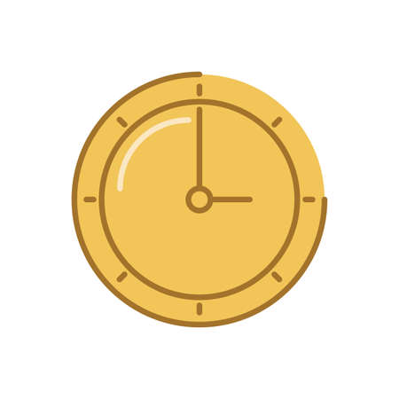 clock icon over white background, flat style, vector illustrationのイラスト素材