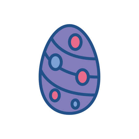 easter egg with colorful dots over white background, line style icon, vector illustrationのイラスト素材