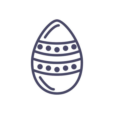 striped easter egg over white background, line style icon, vector illustrationのイラスト素材