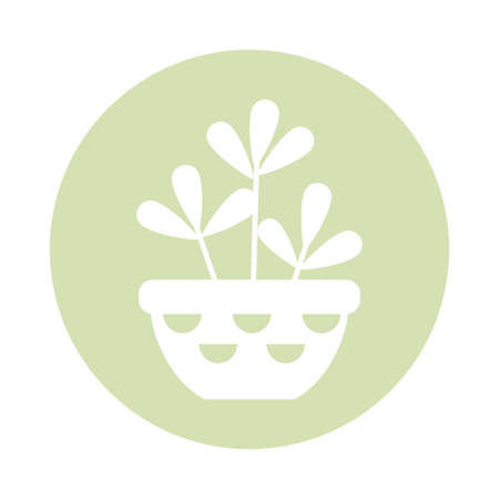 houseplant with potted, block and flat style icon vector illustration designのイラスト素材