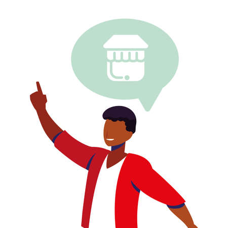 man talking about digital marketing on white background vector illustration designのイラスト素材