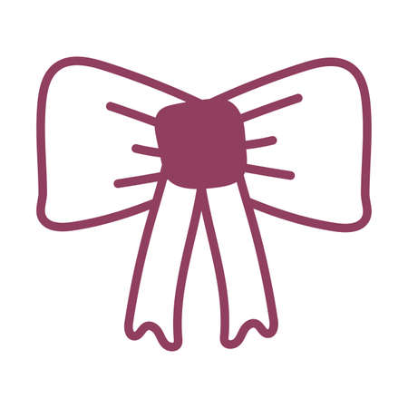 cute ribbon bow on white background, line style icon vector illustration designのイラスト素材