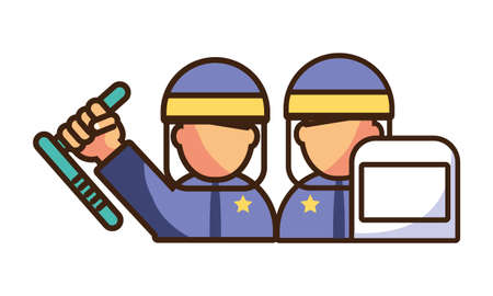police riot officer in uniform with shield and baton vector illustration designのイラスト素材