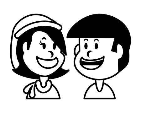 children smiling on white background vector illustration designのイラスト素材