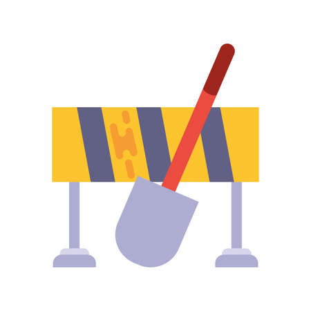 safety barrier with shovel on white background vector illustration designのイラスト素材
