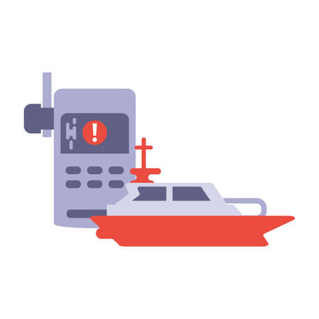 boat with walkie talkie on white background vector illustration designのイラスト素材