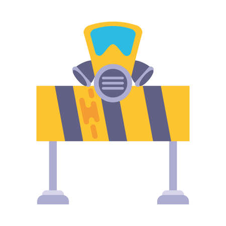 safety barrier with safety mask on white background vector illustration designのイラスト素材