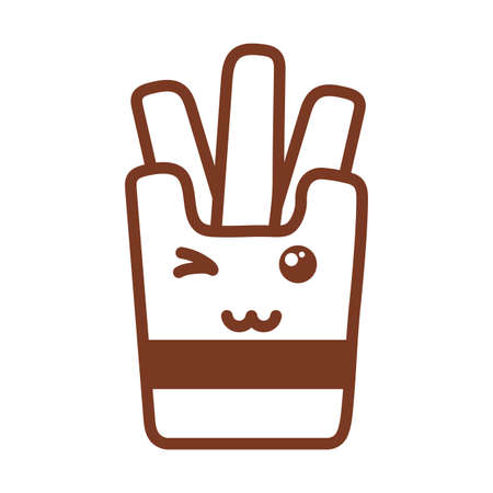 french fries , line style icon vector illustration designのイラスト素材
