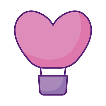 hearts air balloon icon over white background, flat style, vector illustrationのイラスト素材