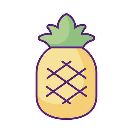 pineapple fruit icon over white background, flat style, vector illustrationのイラスト素材