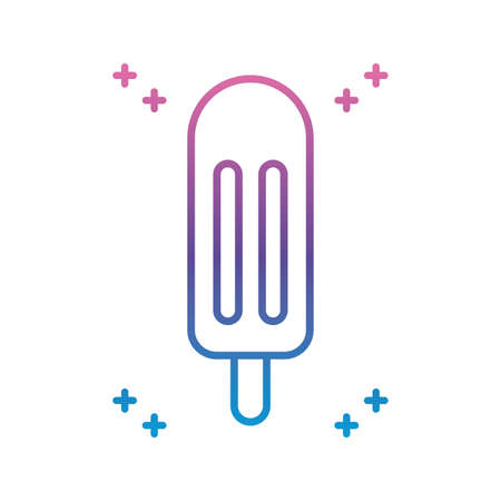 ice lolly icon over white background, gradient line style, vector illustrationのイラスト素材
